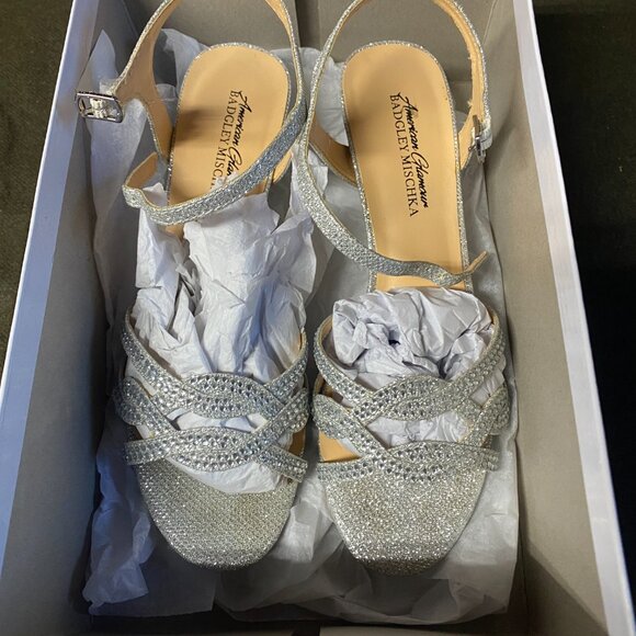 Badgley Mischka American Glamour Shoes Womens Size 8 Glitter Strappy Heels Dress - Picture 3 of 4